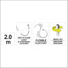 75653 FALA Furtun de dus, 2.0m, PVC, Crom - Alb..